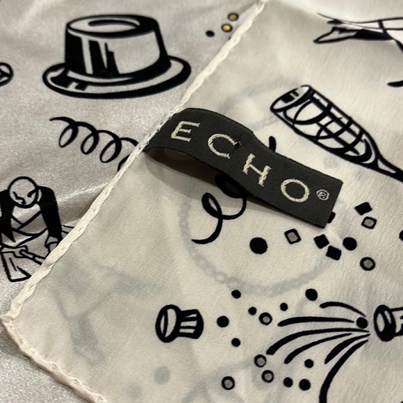 Vintage Echo New Years motif 100% Silk Scarf - Picture 3 of 5